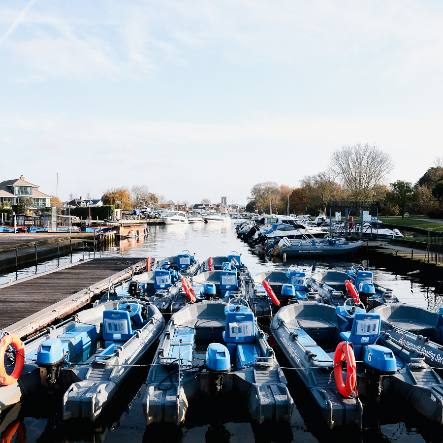 Self-drive motor boat on the river
